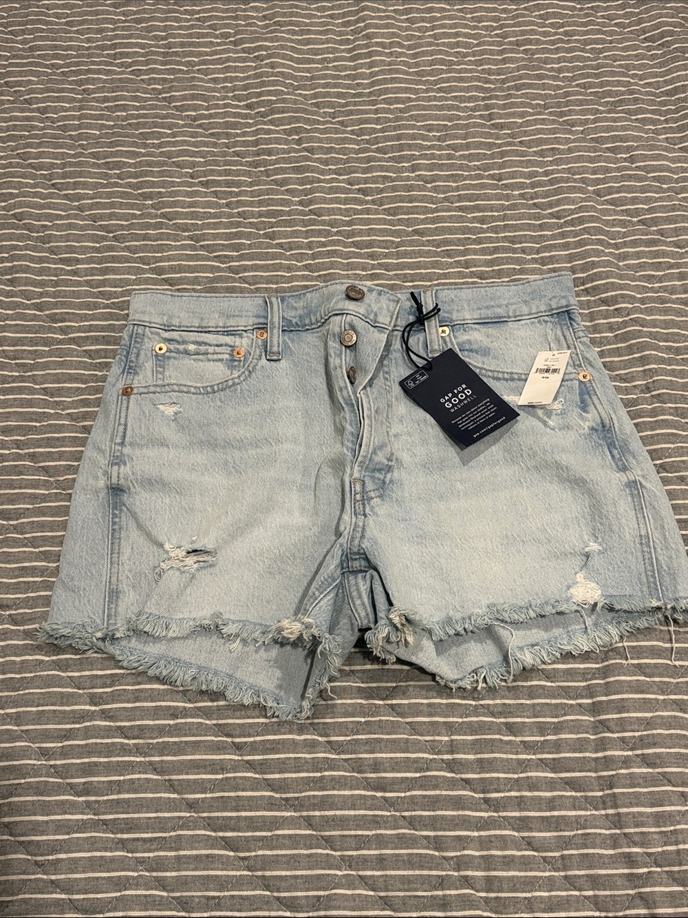 GAP Light Blue Distressed Denim Cutoff Shorts